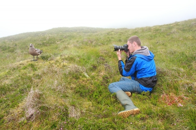 Je zult maar zo een Grote Jager kunnen fotograferen... ook dit was geen afstand die daar echt bijzonder was. Hoewel de Papegaaiduikers er niet echt meer waren was het zeker de moeite waard!