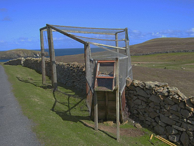 Overal langs de weg te vinden op Fair isle:Helgoland Traps
Moet 's morgens een heel werk zijn ,hi