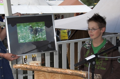 Sam Janssen, winnaar van de vogelfotowedstrijd voor jeugd tot 16 jaar.